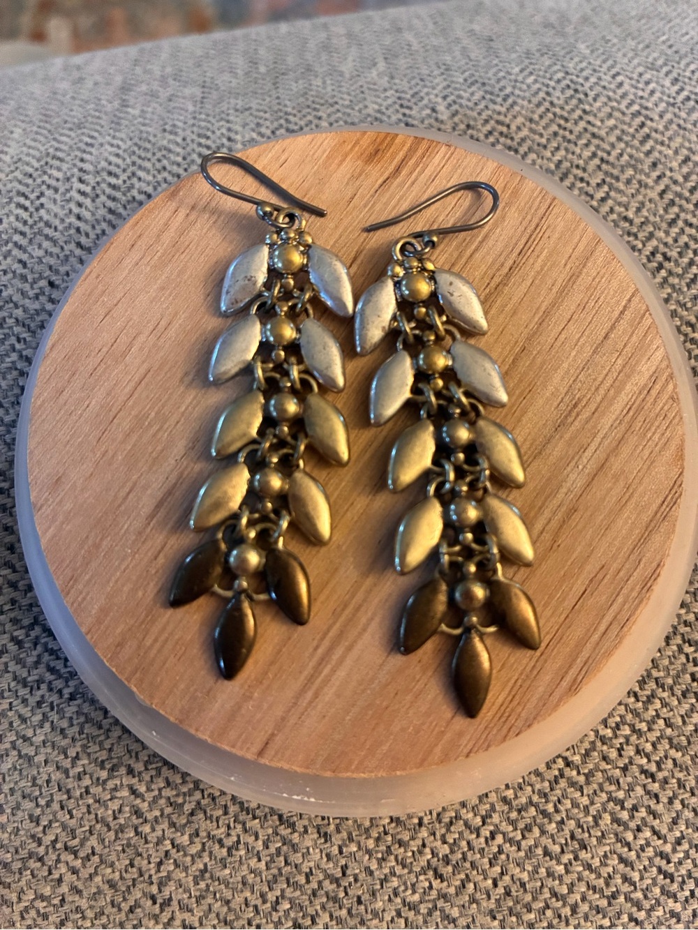 Antique Brass Leaf Drop Earrings - Women Jewelry